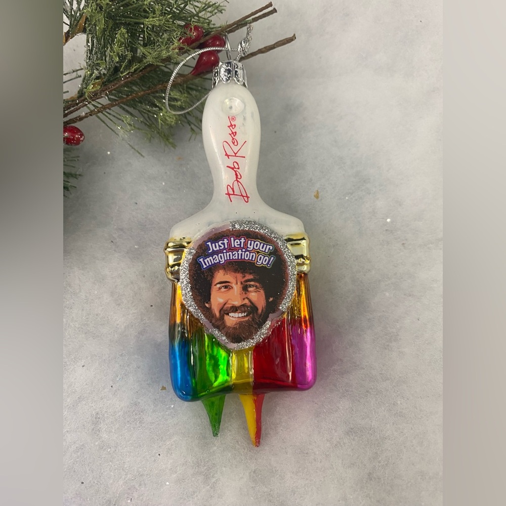 Bob Ross Paint Brush Colorful Glass Ornament Kurt S Adler